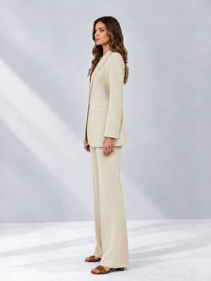 Cream 2 Pieces Shawl Lapel Regular Fit One Button Women's Suits 