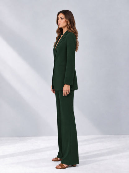 Dark Green 2 Pieces Shawl Lapel Regular Fit One Button Women's Suits 