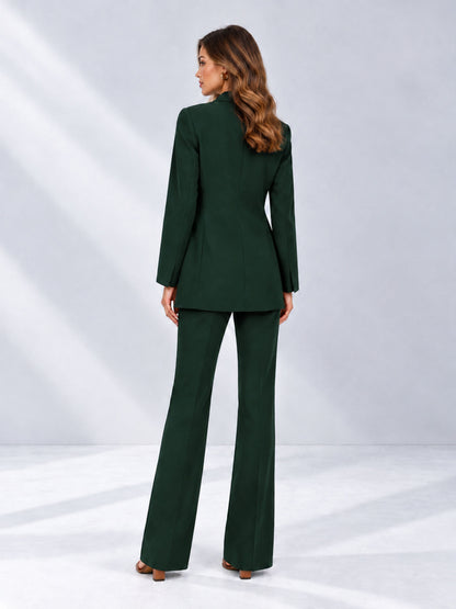 Dark Green 2 Pieces Shawl Lapel Regular Fit One Button Women's Suits 