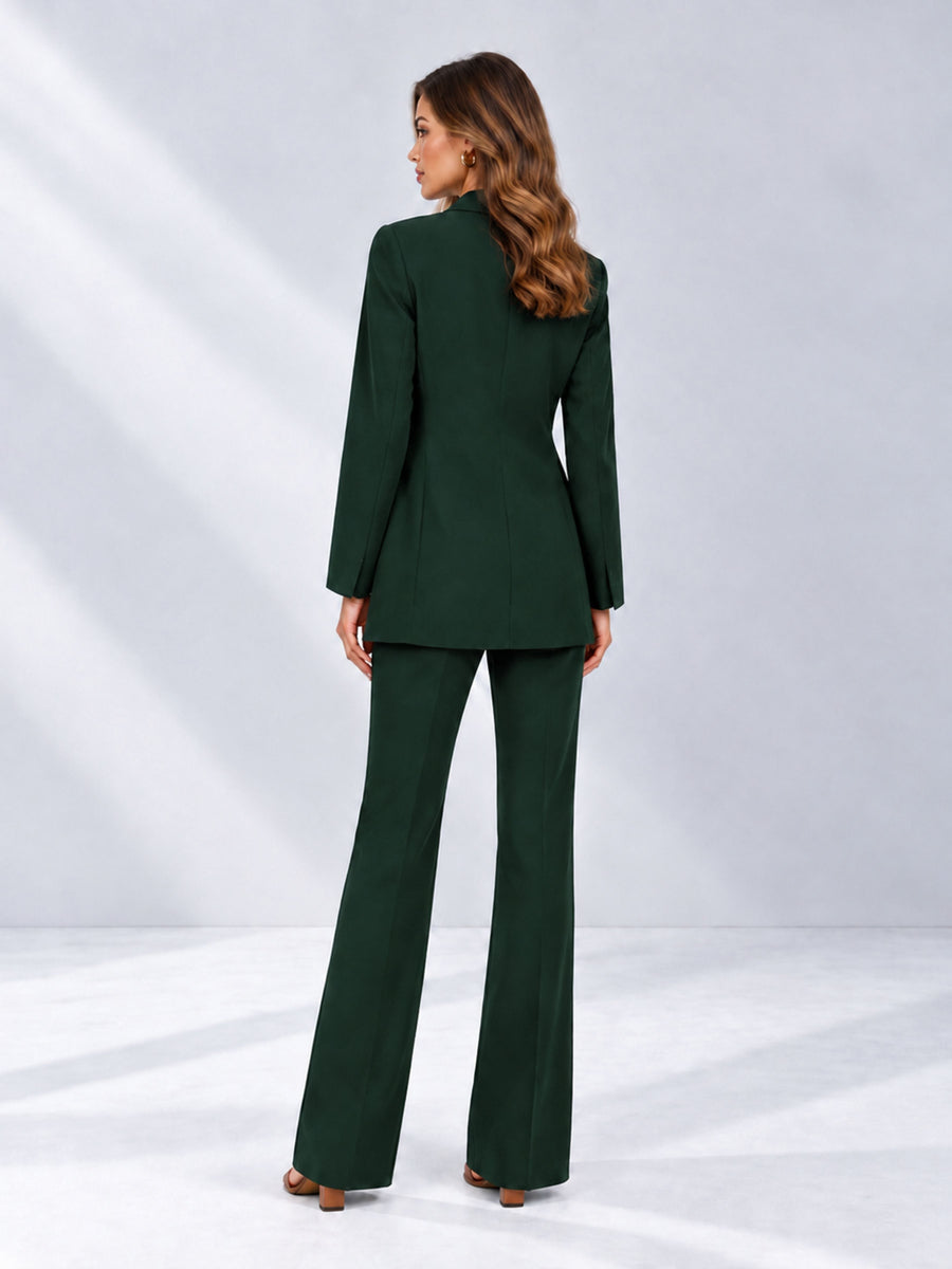 Dark Green 2 Pieces Shawl Lapel Regular Fit One Button Women's Suits 