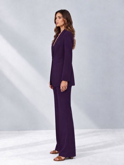Dark Purple 2 Pieces Shawl Lapel Regular Fit One Button Women's Suits 