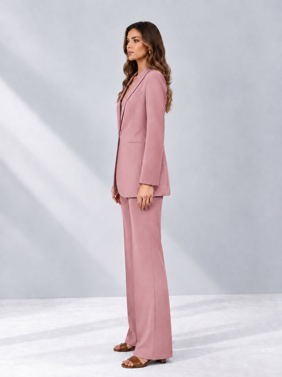 Dusty Rose 2 Pieces Shawl Lapel Regular Fit One Button Women's Suits 