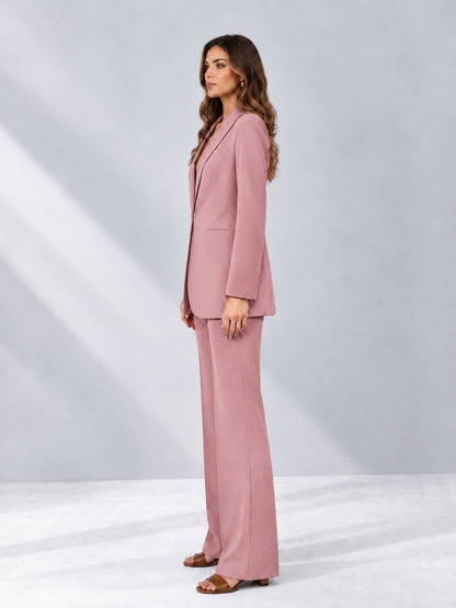 Dusty Rose 2 Pieces Shawl Lapel Regular Fit One Button Women's Suits 
