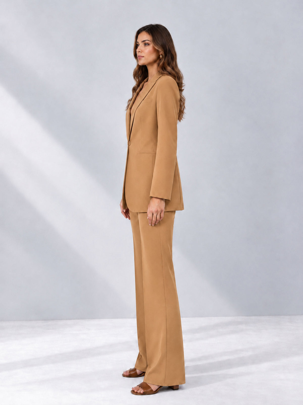 Gold 2 Pieces Shawl Lapel Regular Fit One Button Women's Suits 