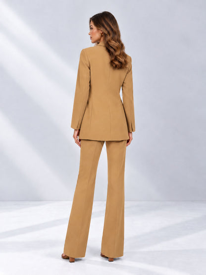 Gold 2 Pieces Shawl Lapel Regular Fit One Button Women's Suits 