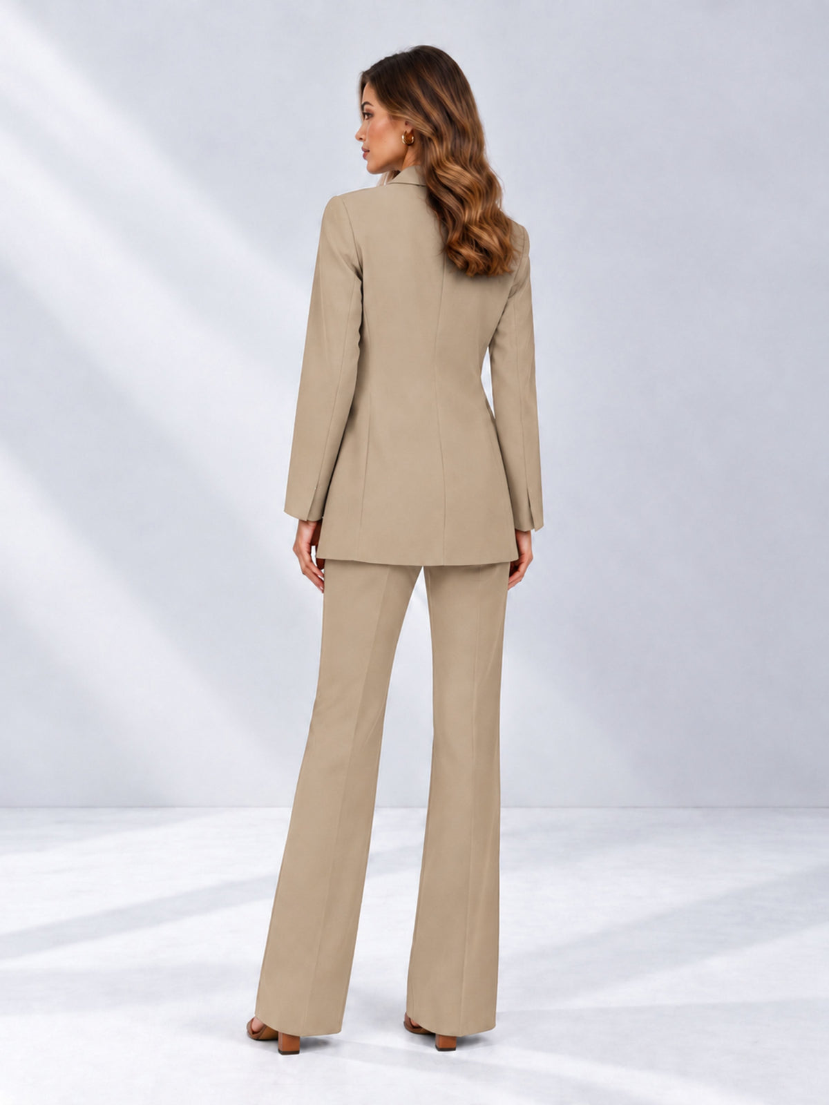 Khaki 2 Pieces Shawl Lapel Regular Fit One Button Women's Suits 