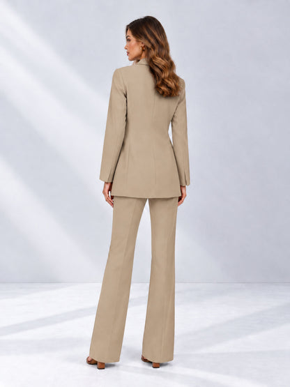 Khaki 2 Pieces Shawl Lapel Regular Fit One Button Women's Suits 