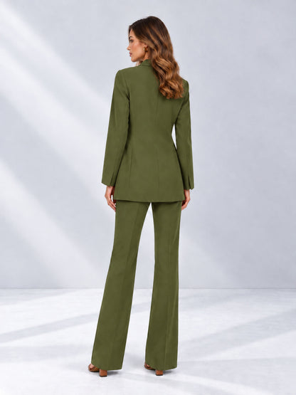 Olive Green 2 Pieces Shawl Lapel Regular Fit One Button Women's Suits 