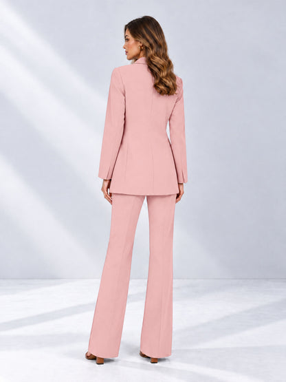 Pink 2 Pieces Shawl Lapel Regular Fit One Button Women's Suits 