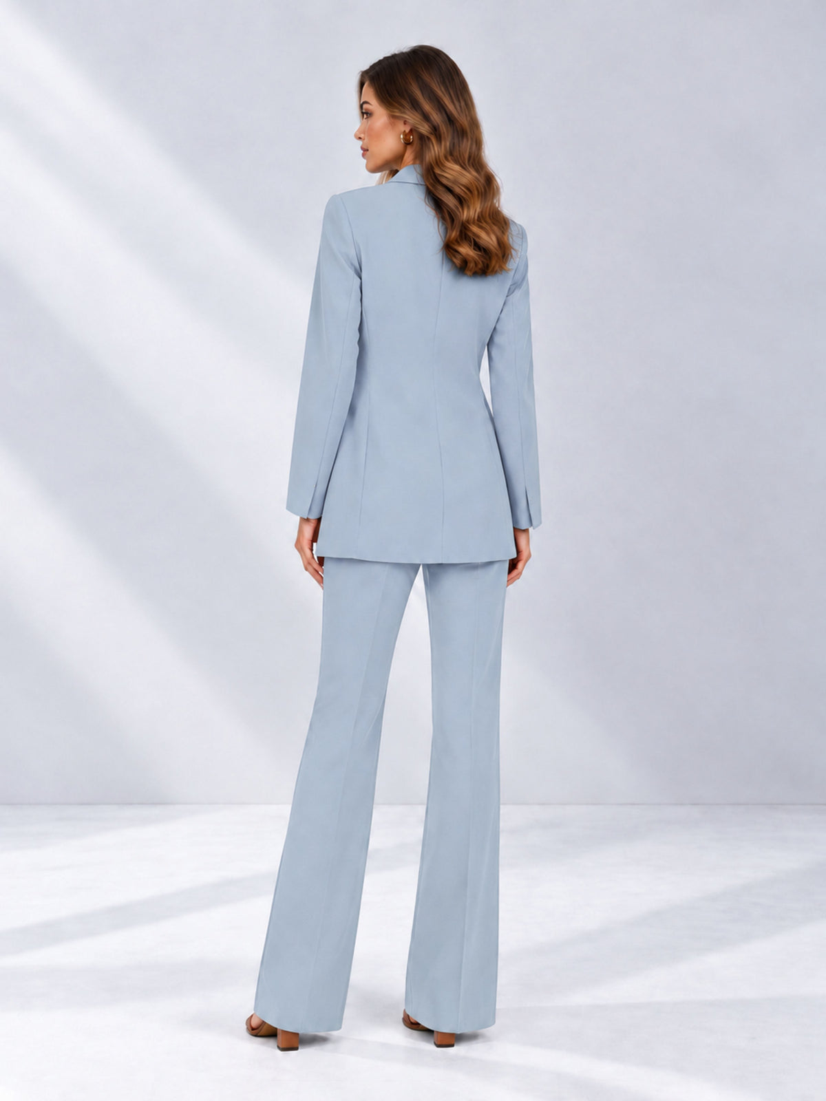 Powder Blue 2 Pieces Shawl Lapel Regular Fit One Button Women's Suits 