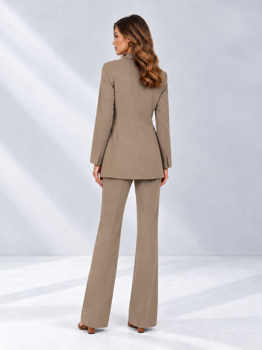 Taupe 2 Pieces Shawl Lapel Regular Fit One Button Women's Suits 