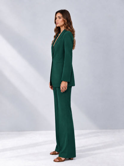 Teal 2 Pieces Shawl Lapel Regular Fit One Button Women's Suits 