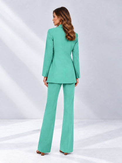 Turquoise 2 Pieces Shawl Lapel Regular Fit One Button Women's Suits 