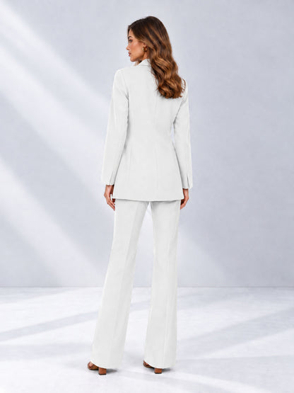 White 2 Pieces Shawl Lapel Regular Fit One Button Women's Suits 