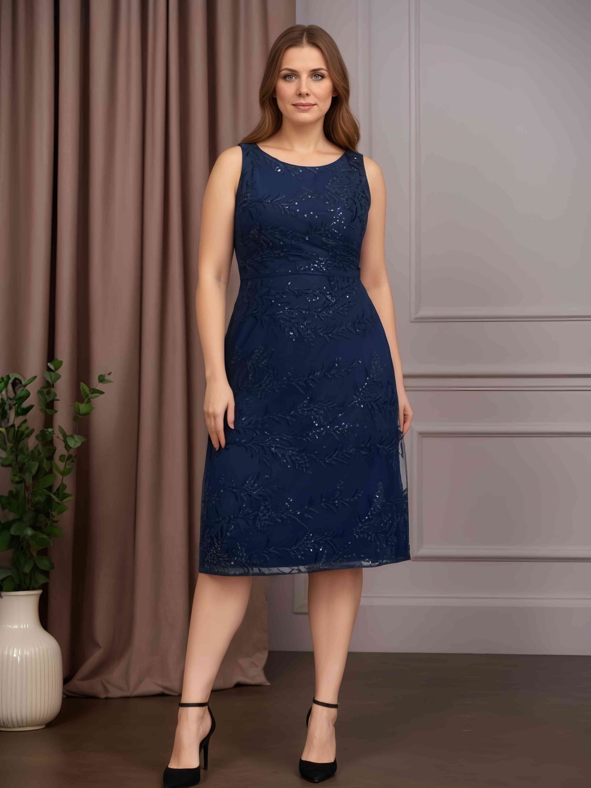 2 Pieces Sheath/Column Scoop Neck Knee-Length Plus Size Mother of the –