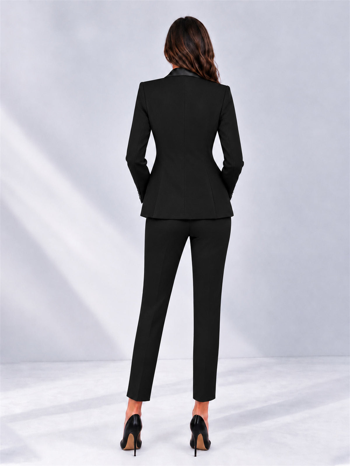 Black 2 Pieces Slim Fit Blazer and Pants Set Women's Suits