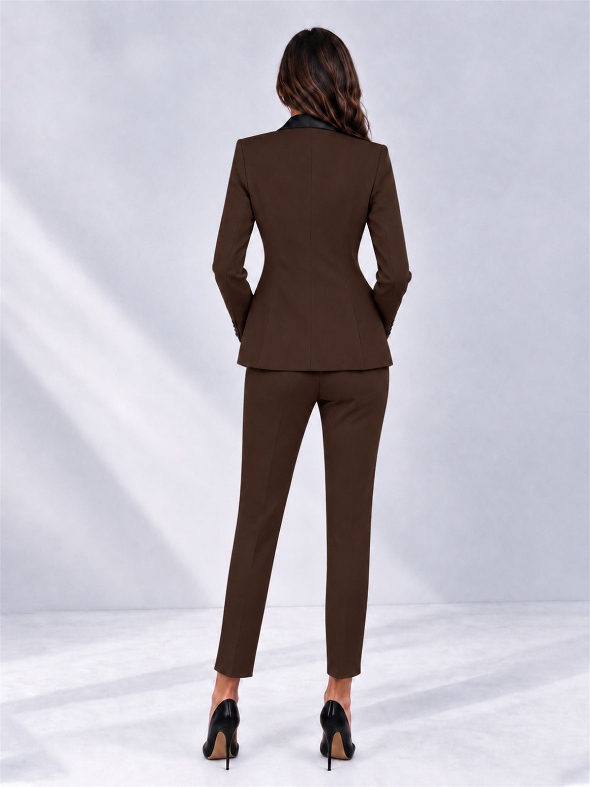 Chocolate 2 Pieces Slim Fit Blazer and Pants Set Women's Suits