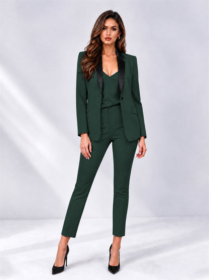 Dark Green 2 Pieces Slim Fit Blazer and Pants Set Women's Suits