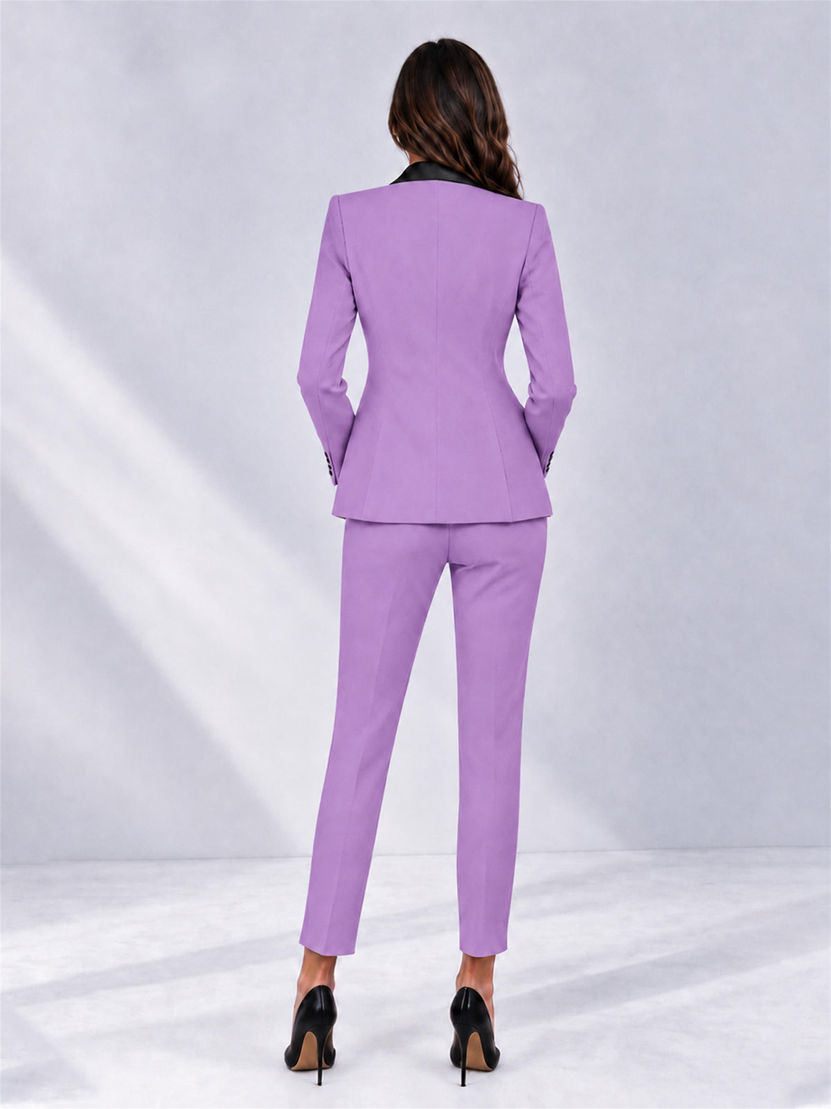 Lilac 2 Pieces Slim Fit Blazer and Pants Set Women's Suits