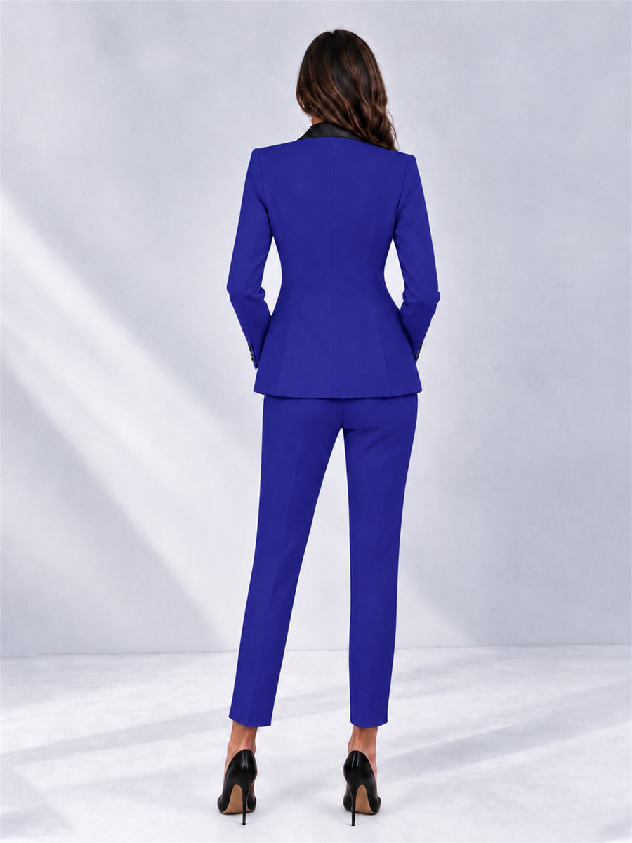 Royal Blue 2 Pieces Slim Fit Blazer and Pants Set Women's Suits