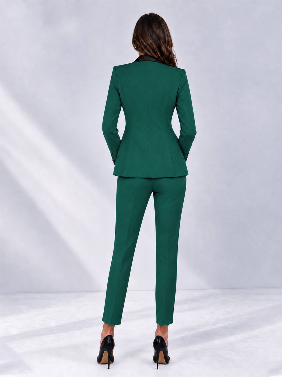 Teal 2 Pieces Slim Fit Blazer and Pants Set Women's Suits