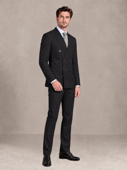 Black 2 Pieces Slim Fit Double Breasted Men Suits for Wedding Groom