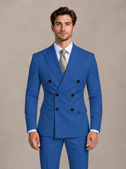 Blue 2 Pieces Slim Fit Double Breasted Men Suits for Wedding Groom