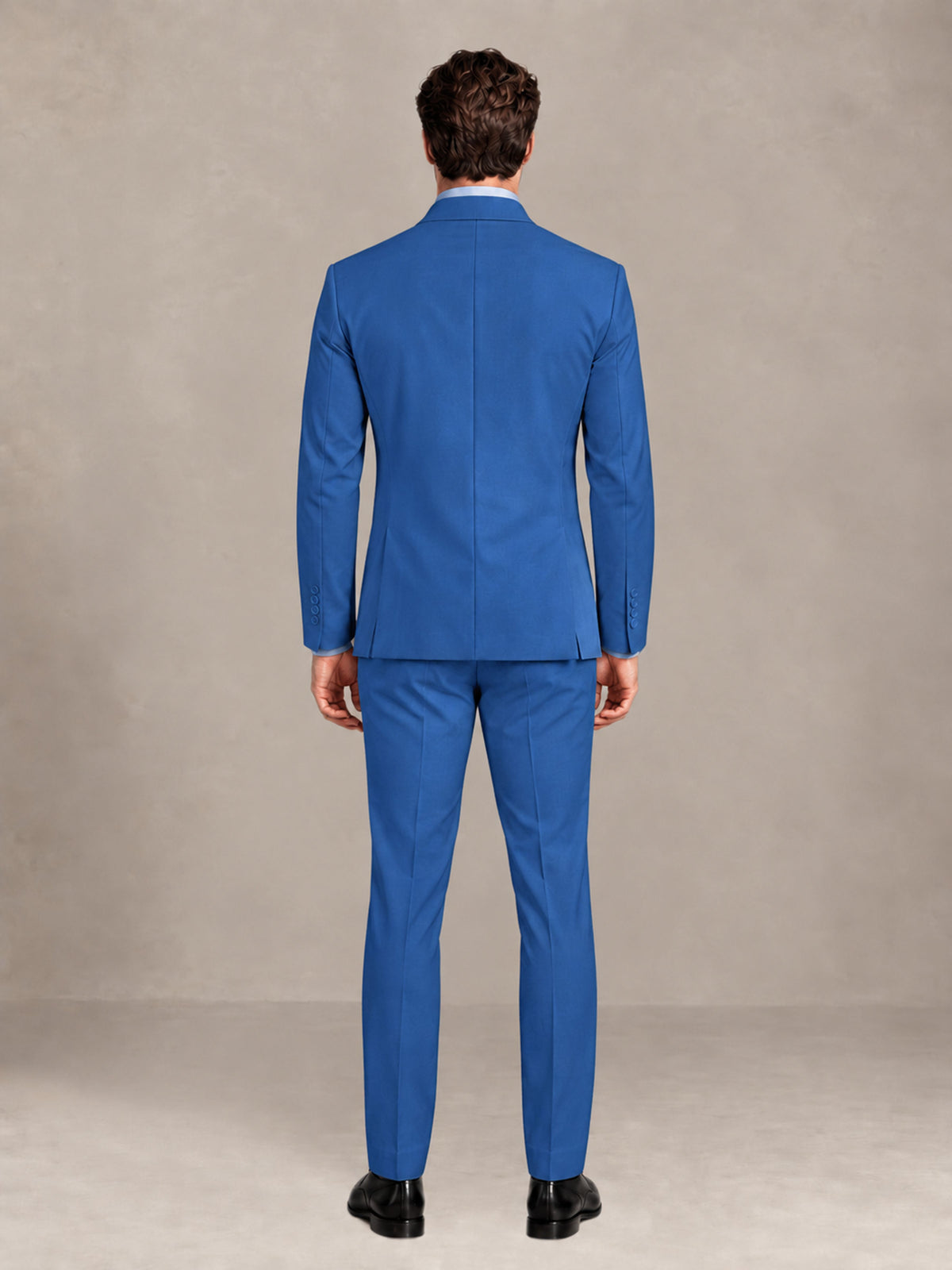 Blue 2 Pieces Slim Fit Double Breasted Men Suits for Wedding Groom