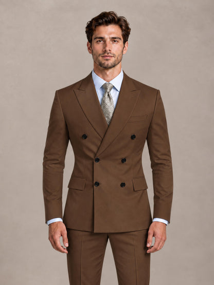 Brown 2 Pieces Slim Fit Double Breasted Men Suits for Wedding Groom