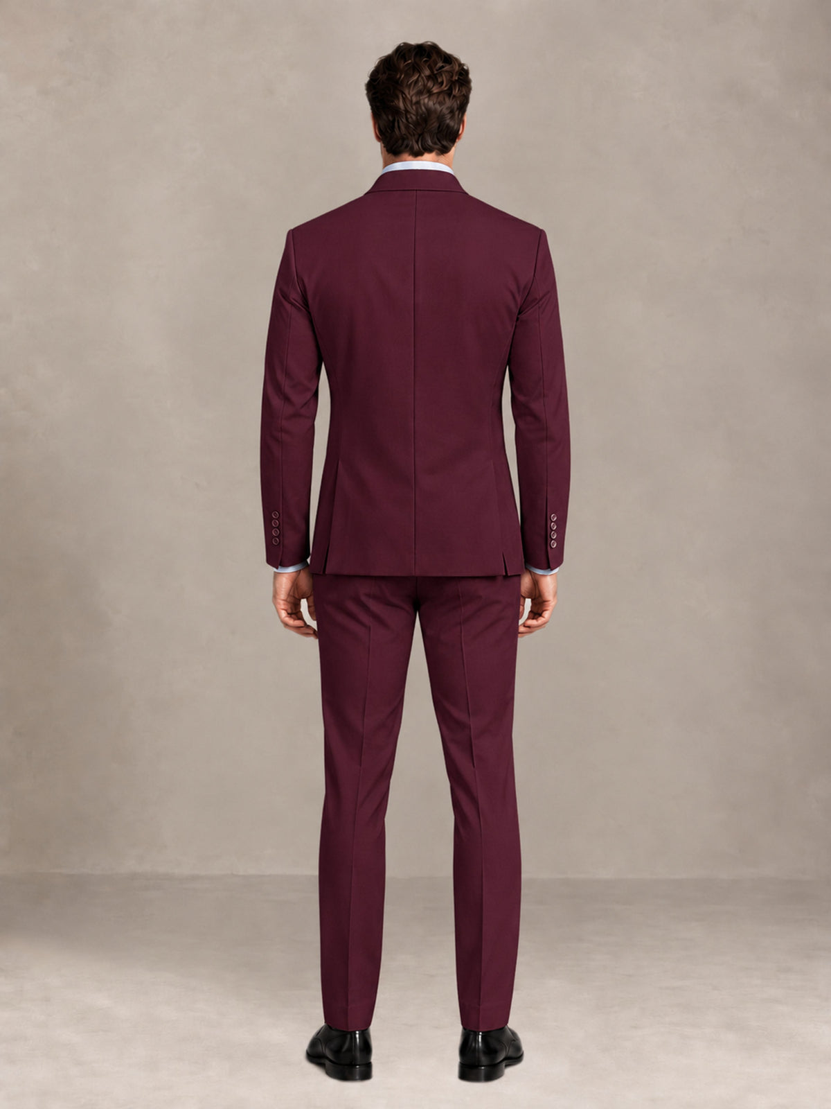 Burgundy 2 Pieces Slim Fit Double Breasted Men Suits for Wedding Groom