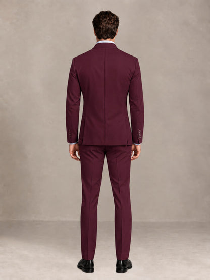 Burgundy 2 Pieces Slim Fit Double Breasted Men Suits for Wedding Groom