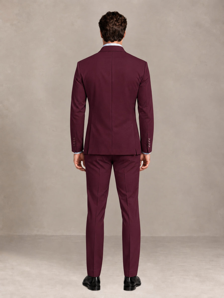 Burgundy 2 Pieces Slim Fit Double Breasted Men Suits for Wedding Groom
