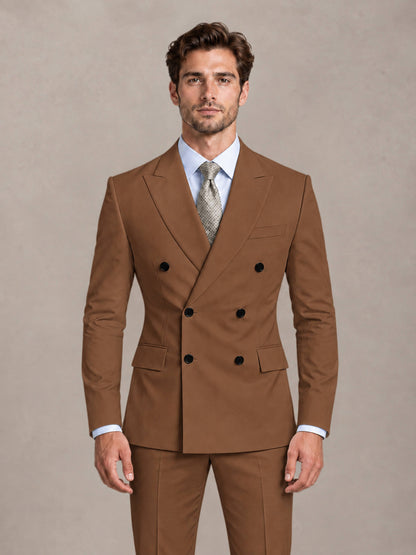 Burnt Orange 2 Pieces Slim Fit Double Breasted Men Suits for Wedding Groom
