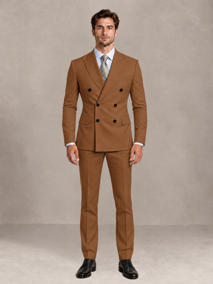 Burnt Orange 2 Pieces Slim Fit Double Breasted Men Suits for Wedding Groom