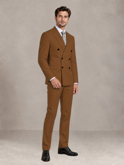 Burnt Orange 2 Pieces Slim Fit Double Breasted Men Suits for Wedding Groom