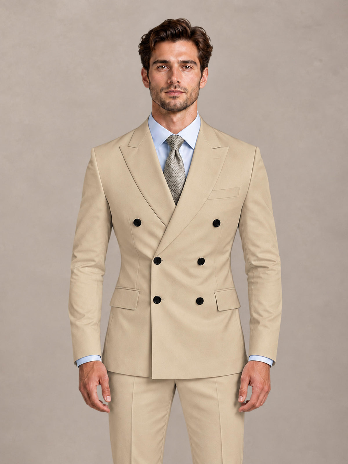 Champagne 2 Pieces Slim Fit Double Breasted Men Suits for Wedding Groom