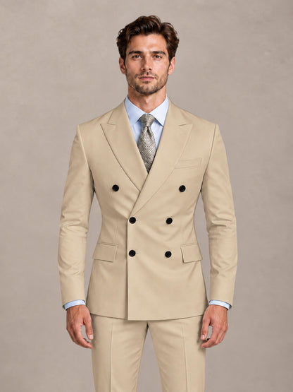 Champagne 2 Pieces Slim Fit Double Breasted Men Suits for Wedding Groom