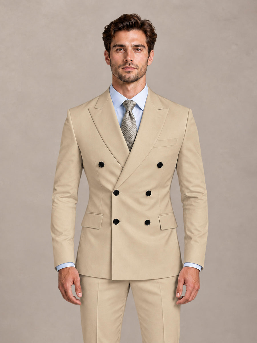 Champagne 2 Pieces Slim Fit Double Breasted Men Suits for Wedding Groom