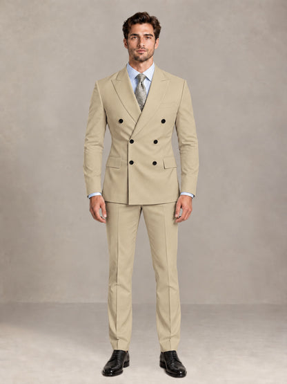 Champagne 2 Pieces Slim Fit Double Breasted Men Suits for Wedding Groom