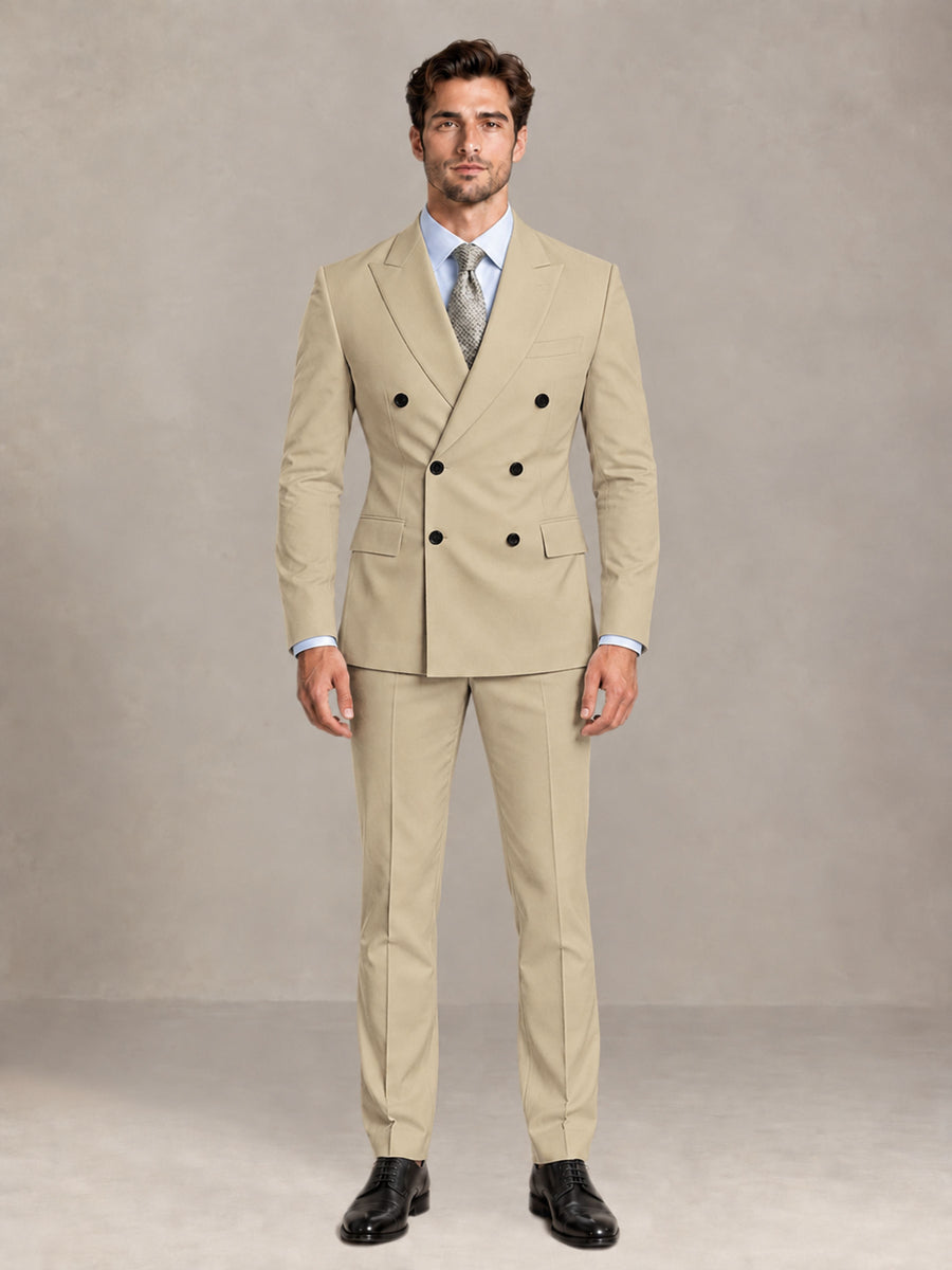 Champagne 2 Pieces Slim Fit Double Breasted Men Suits for Wedding Groom