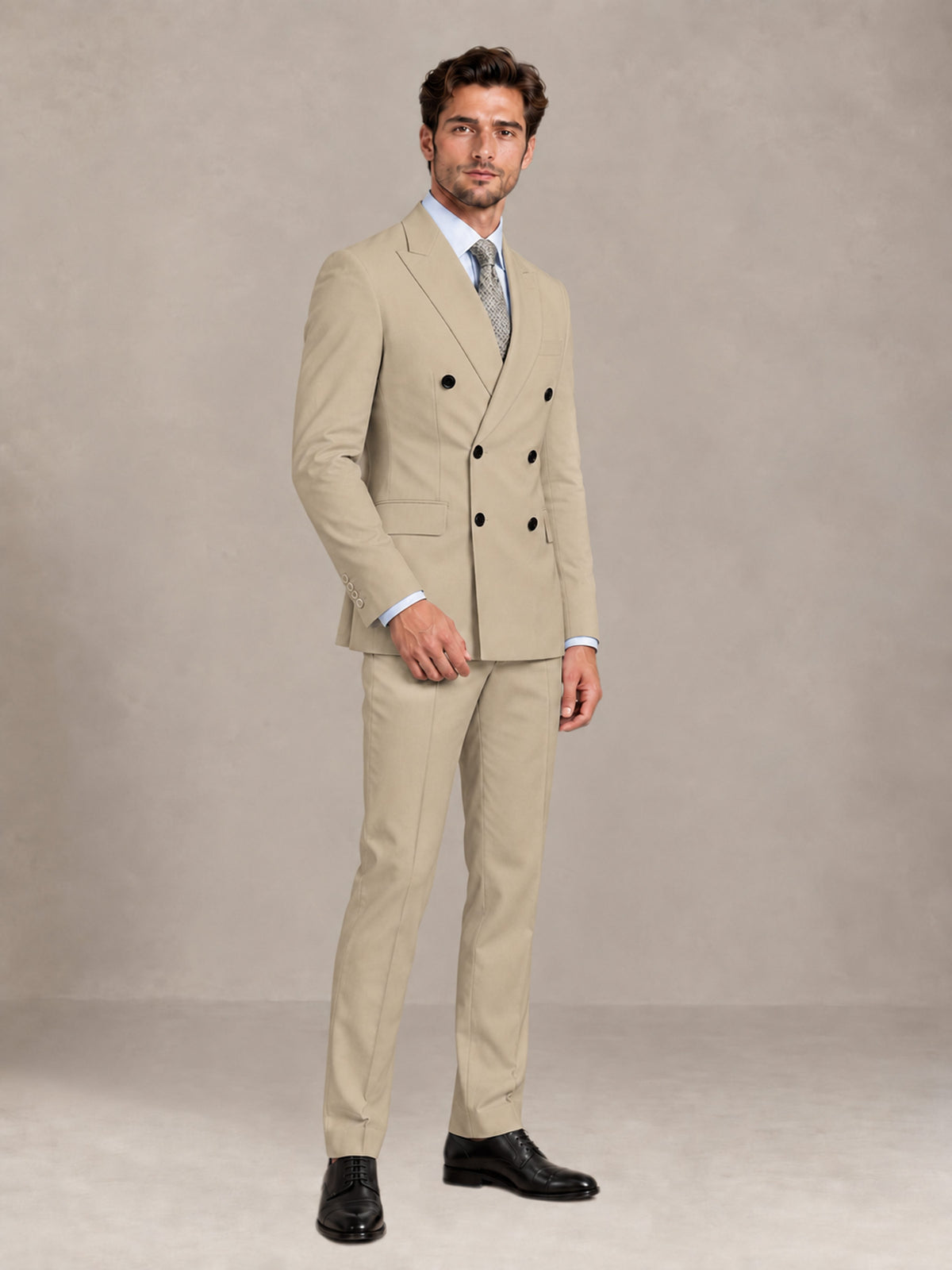 Champagne 2 Pieces Slim Fit Double Breasted Men Suits for Wedding Groom