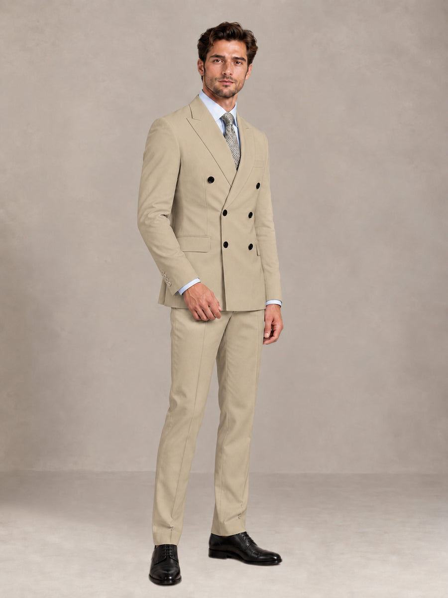 Champagne 2 Pieces Slim Fit Double Breasted Men Suits for Wedding Groom