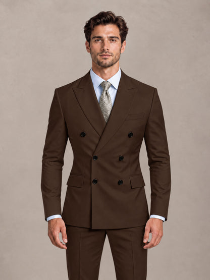 Chocolate 2 Pieces Slim Fit Double Breasted Men Suits for Wedding Groom