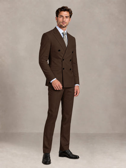 Chocolate 2 Pieces Slim Fit Double Breasted Men Suits for Wedding Groom