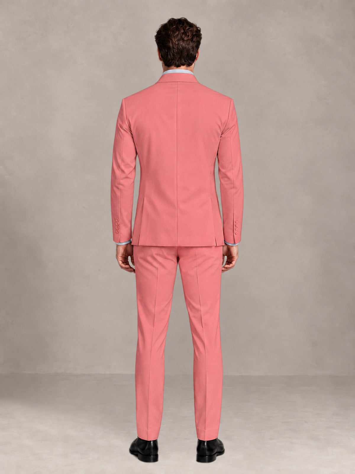 Coral 2 Pieces Slim Fit Double Breasted Men Suits for Wedding Groom