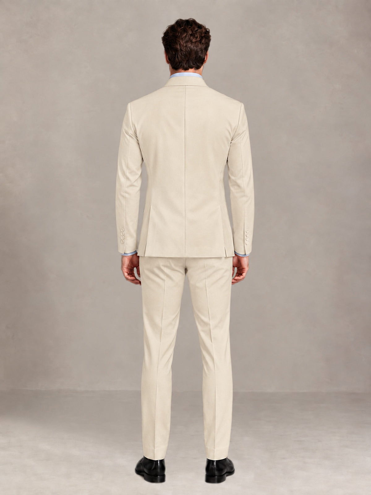 Cream 2 Pieces Slim Fit Double Breasted Men Suits for Wedding Groom