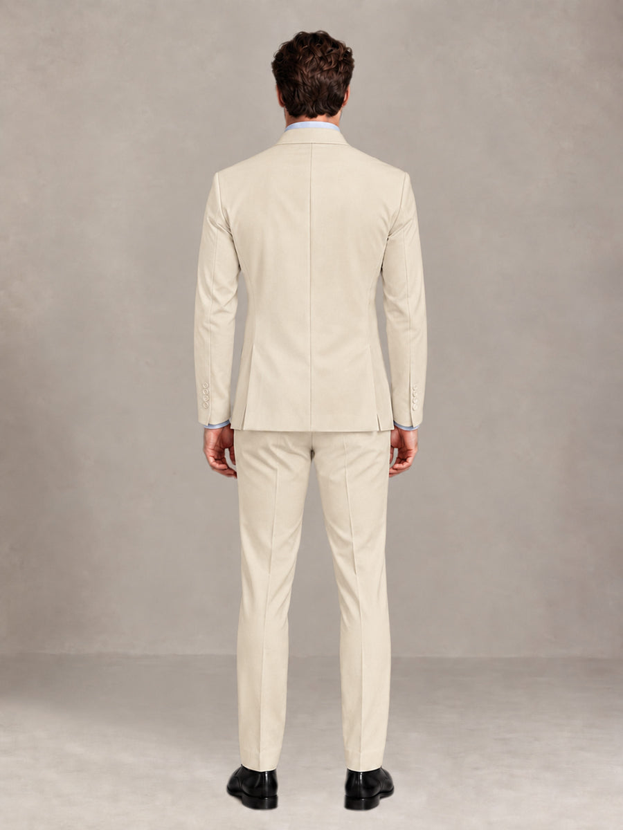 Cream 2 Pieces Slim Fit Double Breasted Men Suits for Wedding Groom