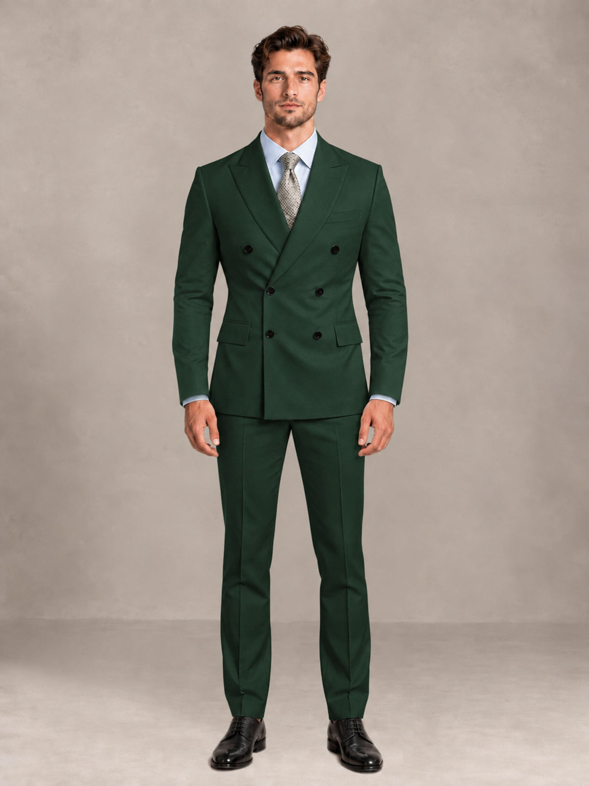 Dark Green 2 Pieces Slim Fit Double Breasted Men Suits for Wedding Groom