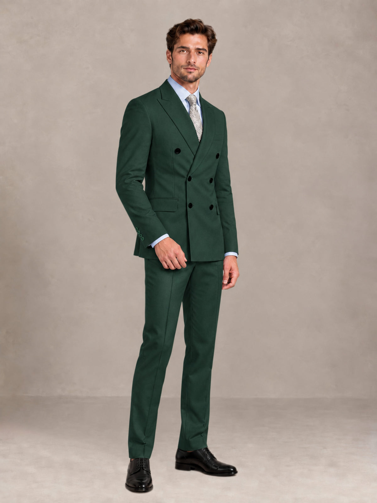 Dark Green 2 Pieces Slim Fit Double Breasted Men Suits for Wedding Groom