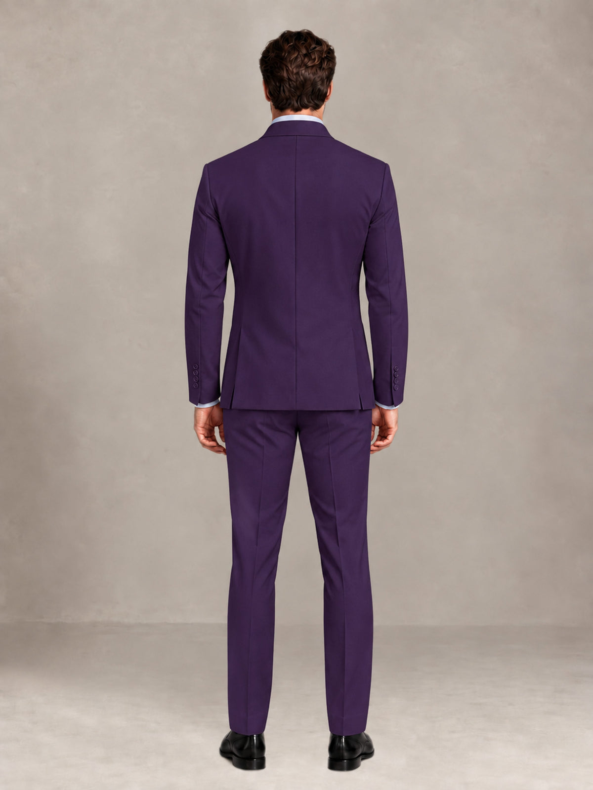 Dark Purple 2 Pieces Slim Fit Double Breasted Men Suits for Wedding Groom